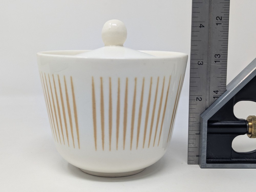 Vintage MCM Striped Sugar Bowl Lidded
