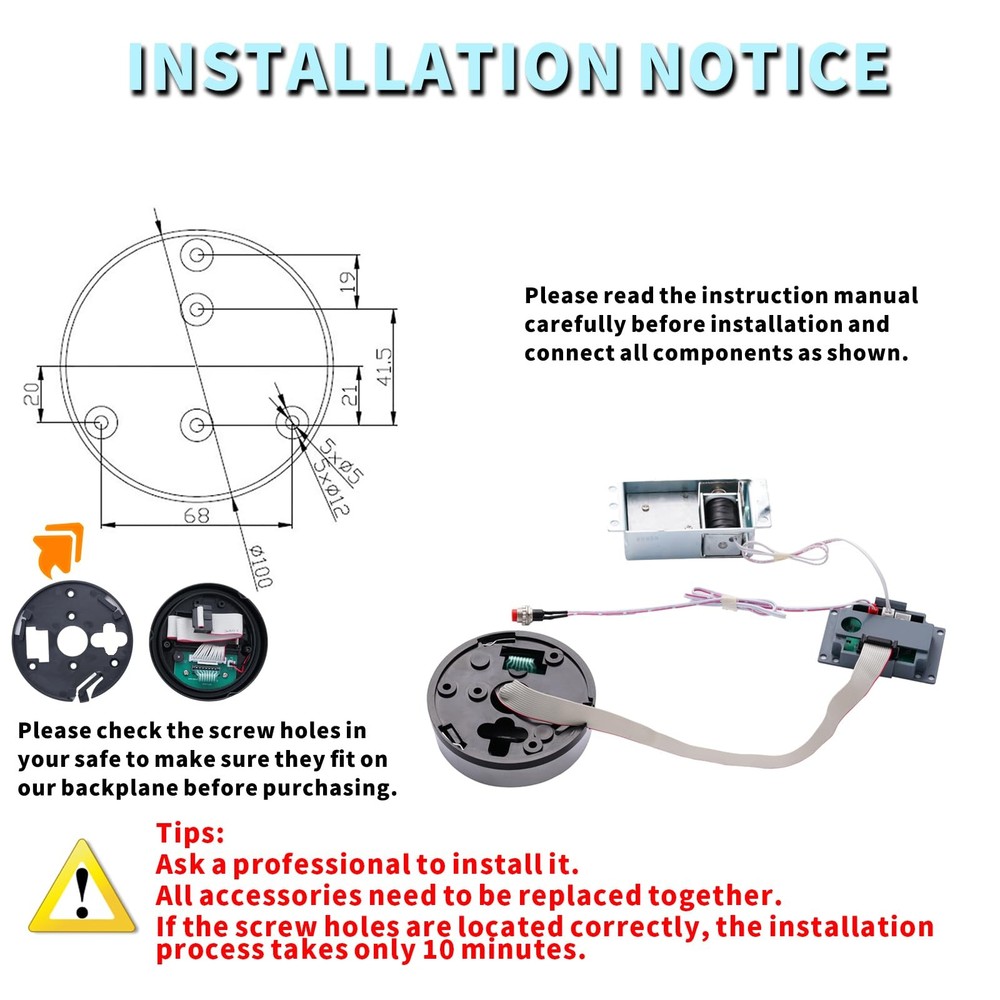 Electronic Safe Lock Replacement Keypad with Solenoid Lock, Gun Black