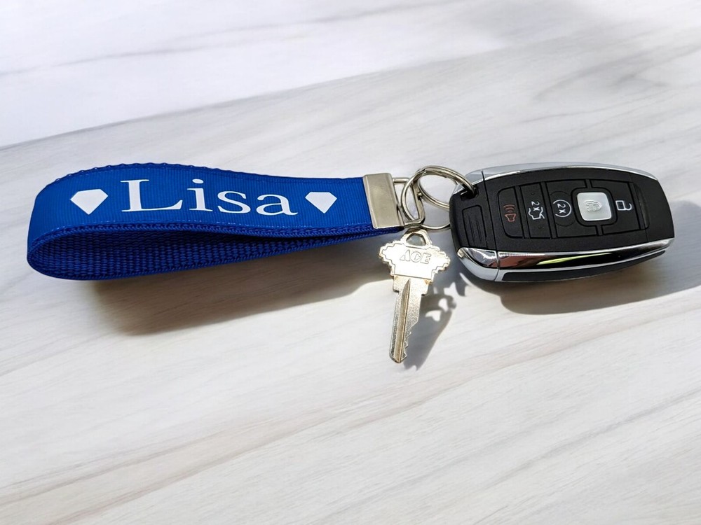 Personalized Solid Color Keychain Wristlet Keychains Key Fob Zipper Backpack