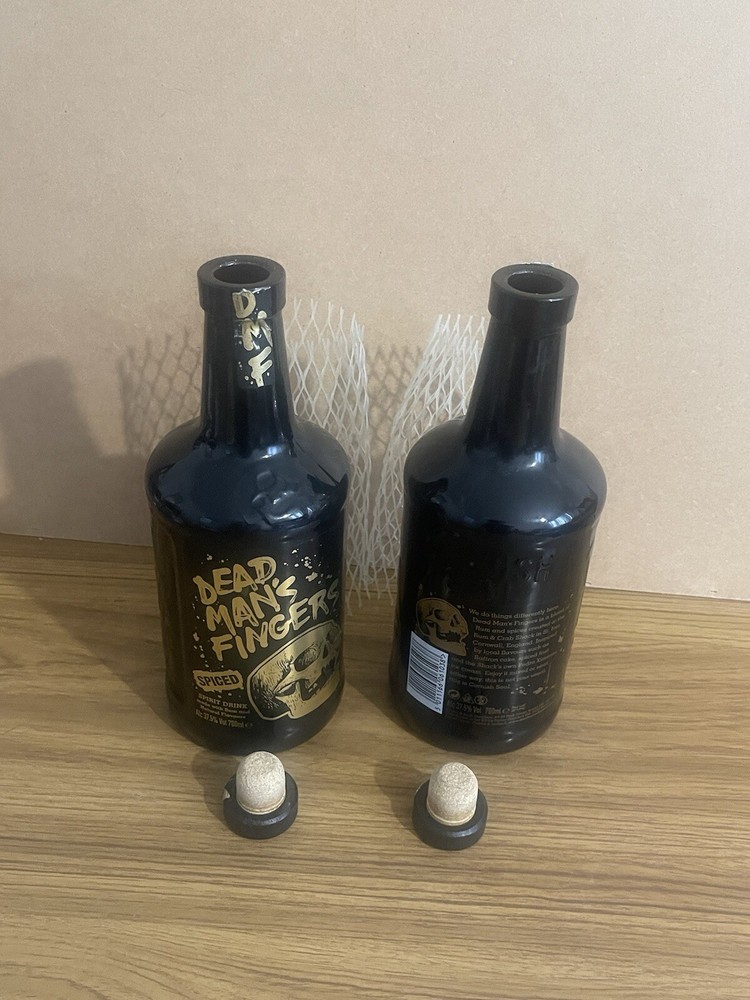 2X EMPTY Rum Bottles Dead Man’s Fingers EMPTY Used
