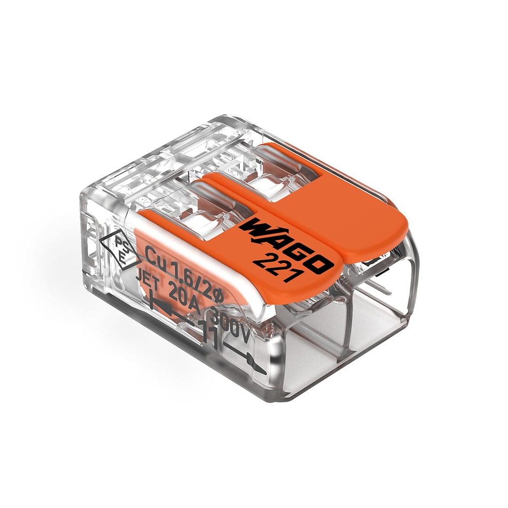 WAGO 221-412 Lever-Nuts - 2-Conductor Compact Clam Shell,