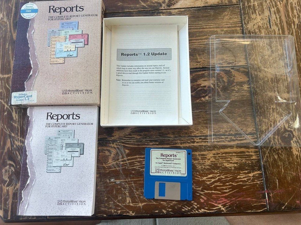 Reports 1.2 HyperCard Report Generator Macintosh Software Boxed