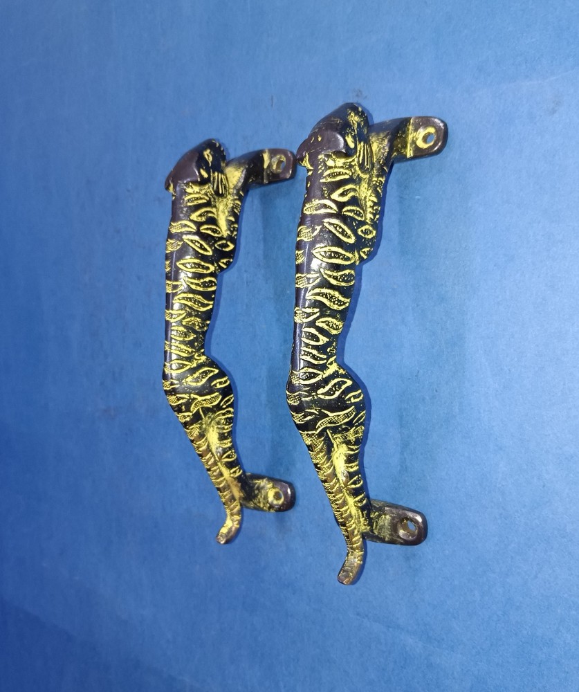 Brass Leopard Gate Handle Pair Brass Animal Shape Hotel Door Pull Hardware AJ326