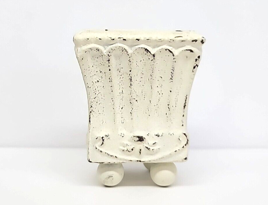 Mini Painted Cream White Cast Iron Planter 3.5"H