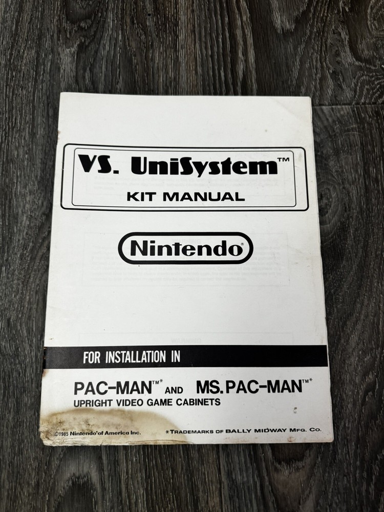 VS UNISYSTEM NINTENDO Pac Man Ms. Pac Man arcade Installation Kit Manual