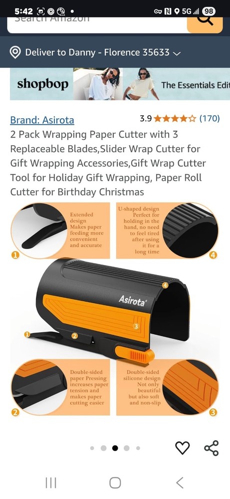 Wrapping Paper Cutter - 2 Pack - With 3 Replacement Blades.