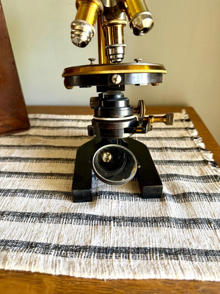 Antique E. Leitz Wetzlar Brass Microscope| Antique Brass Microscope in Org. Box