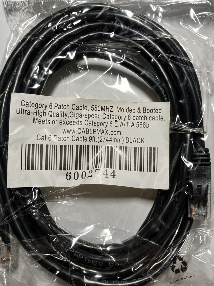 9FT CAT6 RJ45 Ethernet LAN Cable Molded & Booted Ultra-High Quality Black