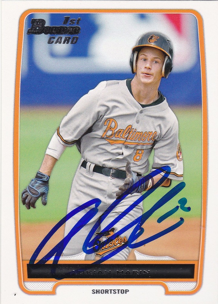 ADRIAN MARIN BALTIMORE ORIOLES SIGNED BOWMAN DRAFT PICK PROSPECT BASEBALL CARD