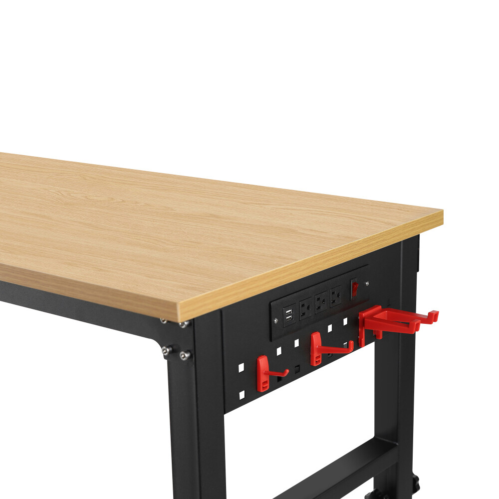 Rolling Heavy-Duty Adjustable Workbench w/4 Universal Wheels&4 Rubber Feet