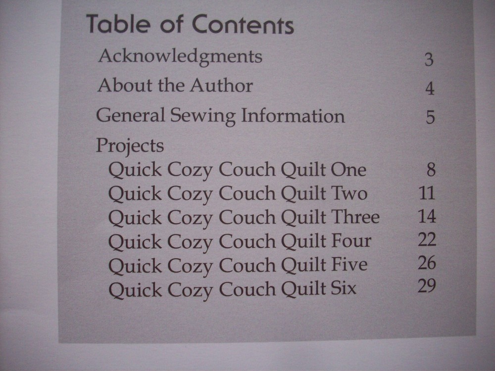 Quick Cozy Couch quilts pattern 6 designs