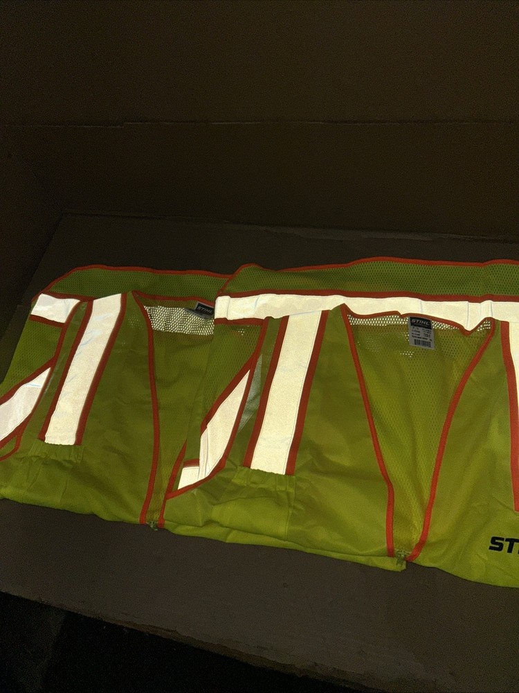 Lot/2 Stihl High Visibility Safety Vest Mesh Back Solid Front Class 2 Size XL