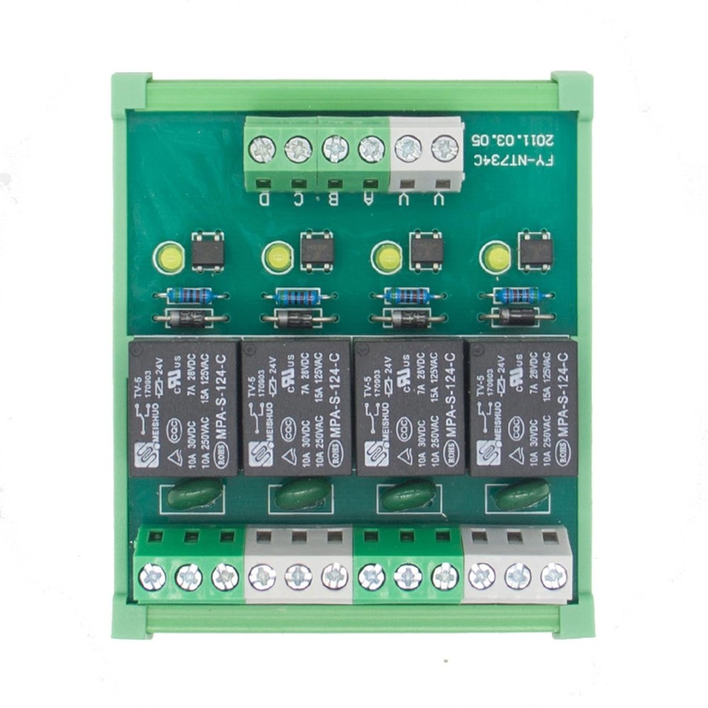 High-Performance 4 Channel DIN Rail Relay - 10A Switching Current, Certified