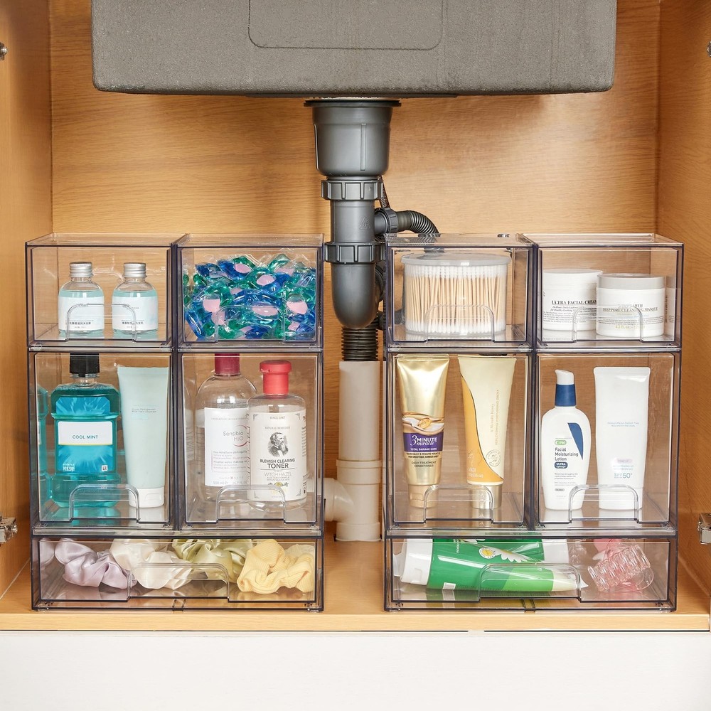 Vtopmart Stackable Storage Drawers Set of 6, Clear Plastic Organizer Bins for...