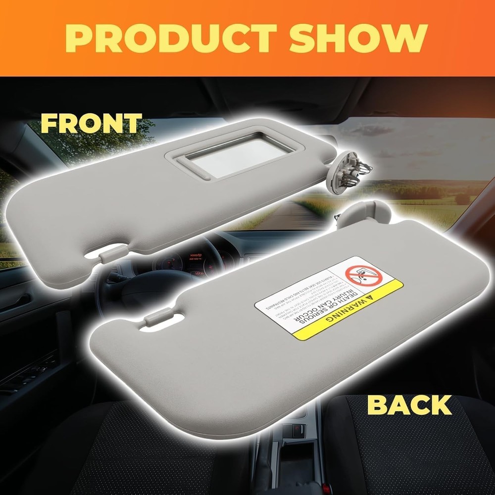 Driver Side Sun Visor Compatible with Yaris 2007 2008 2009 2010 2011 Gray