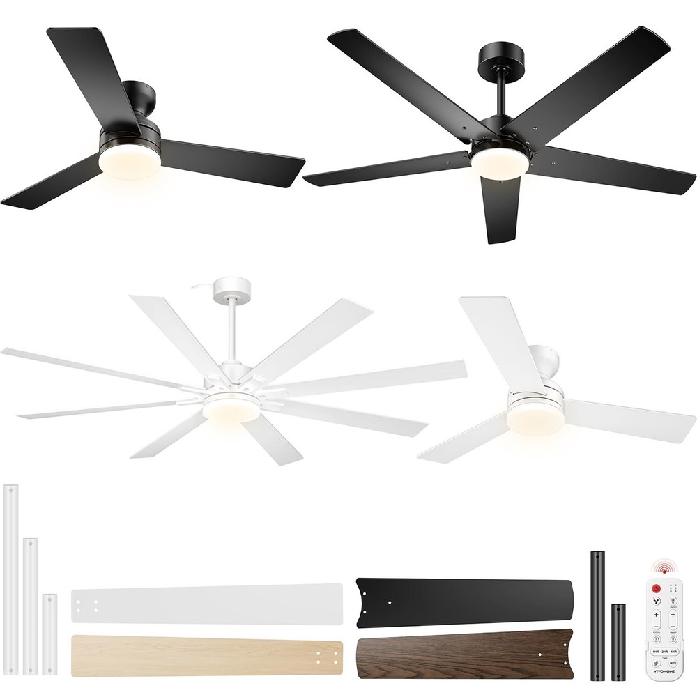 Ceiling Fan with Light 42" 52" 72" Low Profile Flush Mount Remote 6 Speed Quite