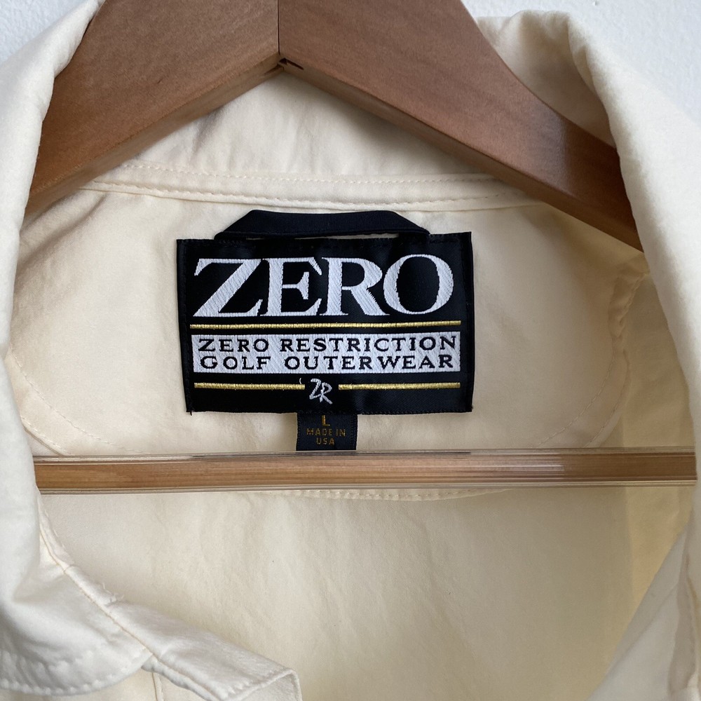 Zero Restriction Golf Pullover Snap Windbreaker Large Ivory Yellow 100% Dacron