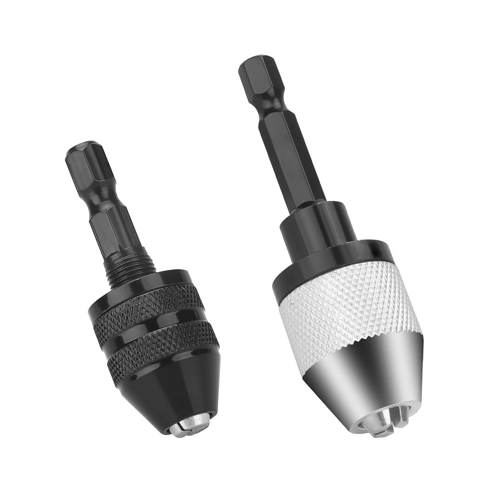 2x Keyless Drill Chuck Adapter 1/4" Hex For Power Tool Quick Change Accessory
