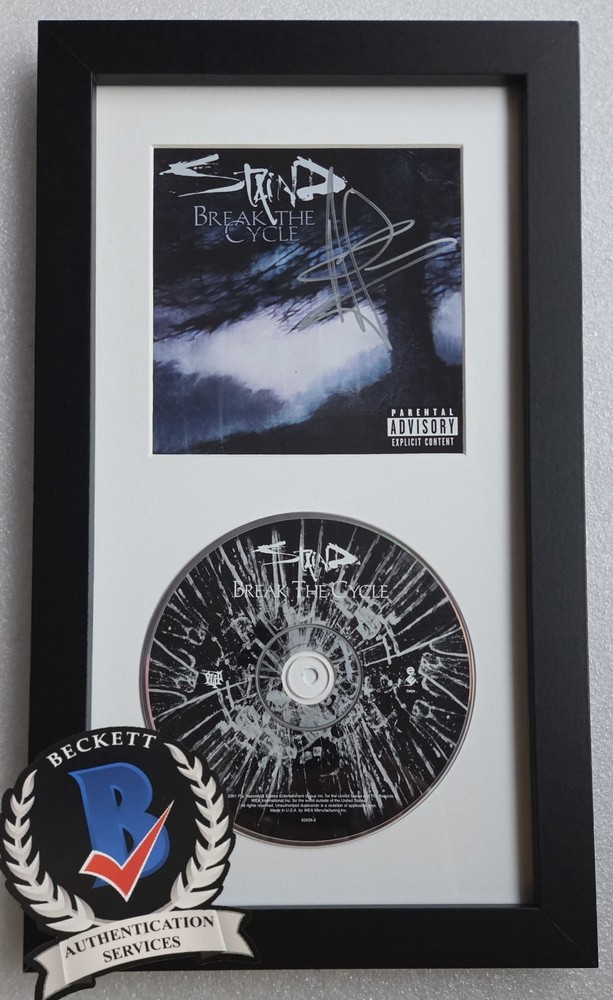 AARON LEWIS SIGNED CD DISPLAY BECKETT BAS COA AUTOGRAPHED STAIND PRESENT GIFT