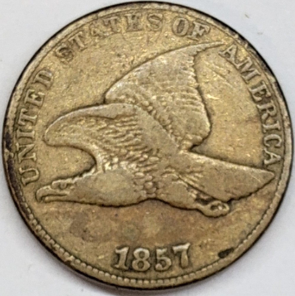 1857 Flying Eagle Cent, Snow-8, FS-901, Reverse Clashed Reverse Seated Quarter
