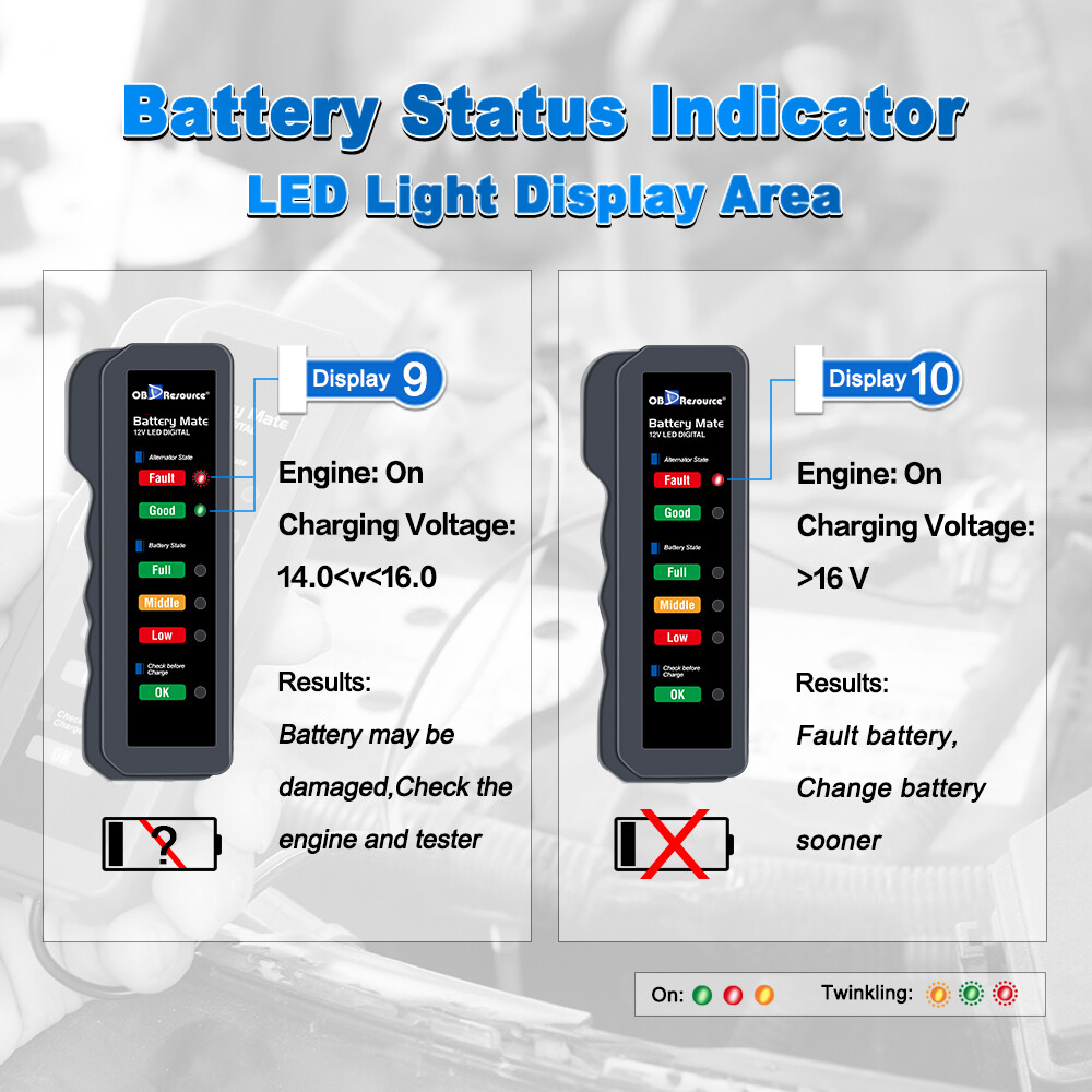 Battery Tester 12V BM310 Digital Analyzer Indicator Alternator Voltage Checker