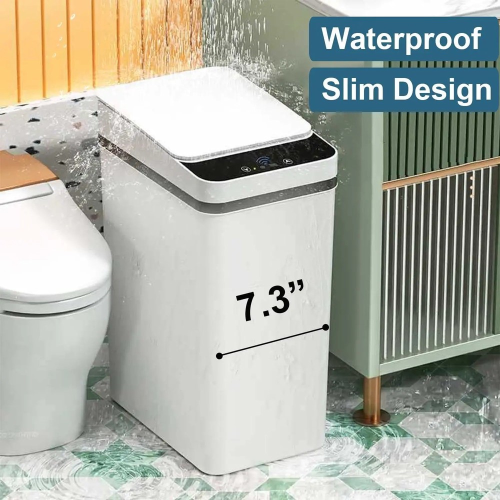 Kitchen Trash Can Toilet Bathroom Can Automatic Garbage Can with Lid ZERO TOUCH