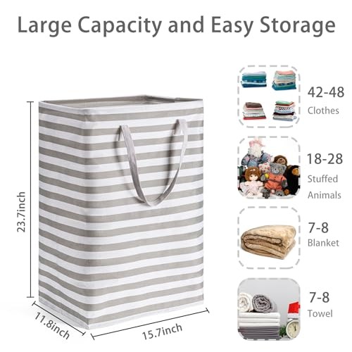 2-Pack Large Laundry Basket,Waterproof Freestanding Laundry 75L Grey