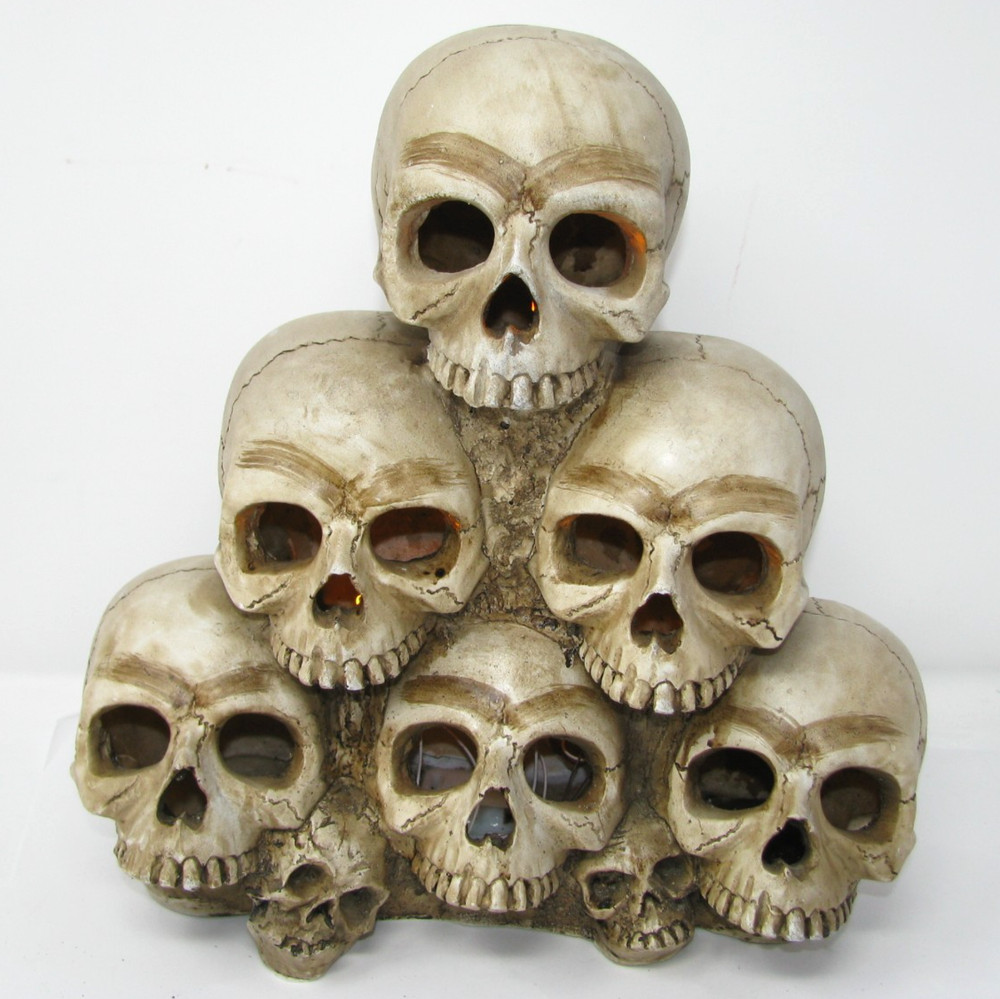 Halloween Lighted Skull Pile Pyramid Decor