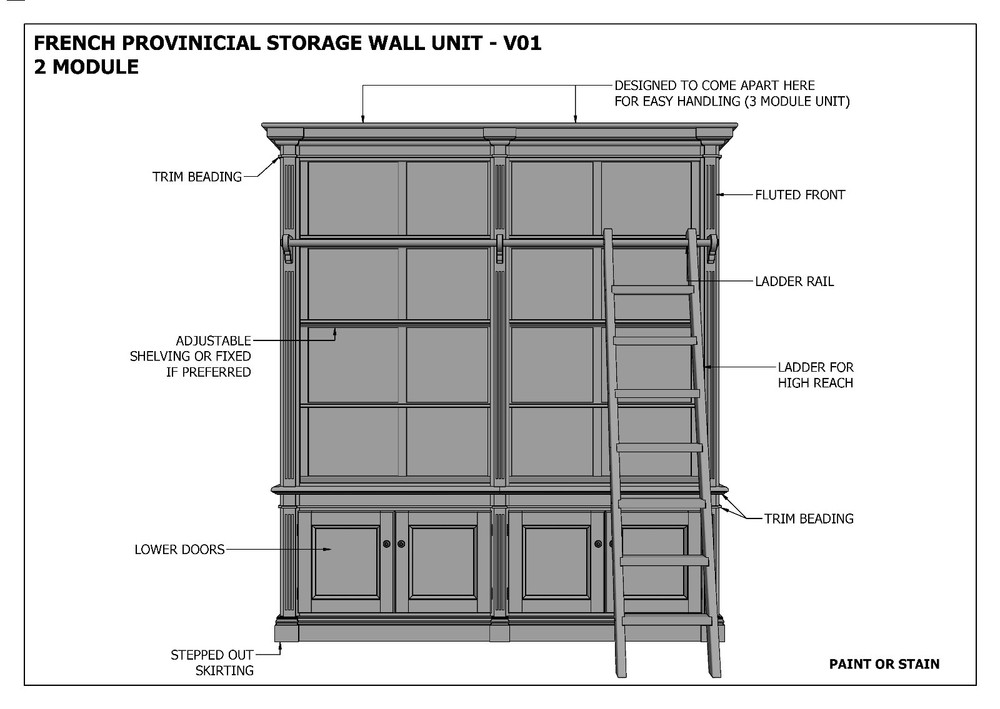 FRENCH PROVINCIAL WALL STORAGE UNIT 2 Module - Make Ur Own & SAVE - Full  Plans