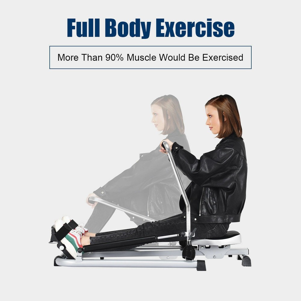 Gymax Exercise Rowing Machine Rower w/Adjustable Double Hydraulic Resistance