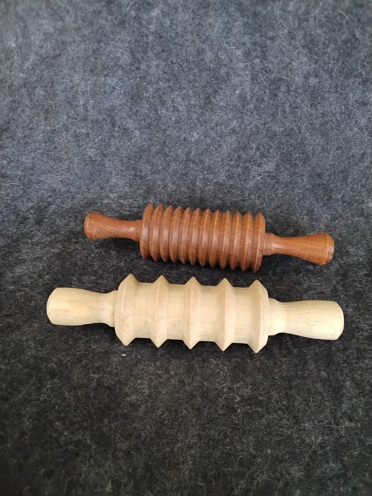 Wood Clay Texture Rollers Ribbed Pottery Tools Hand Roller Lot 2