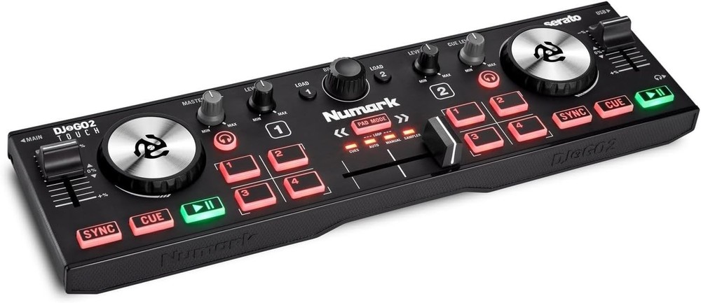DJ2GO2 Touch Compact DJ Controller with 2 Decks, Mixer, Audio Interface and