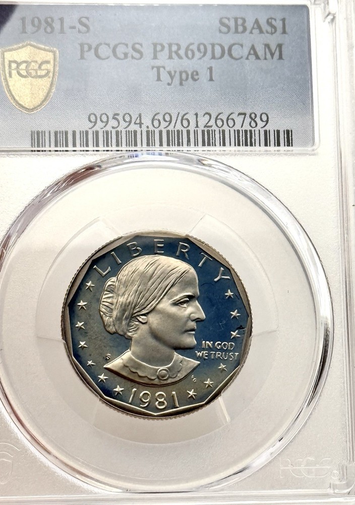 1981-S SBA $1 • PCGS PR69DCAM Type 1 • Sky Blue Toned Proof Dollar
