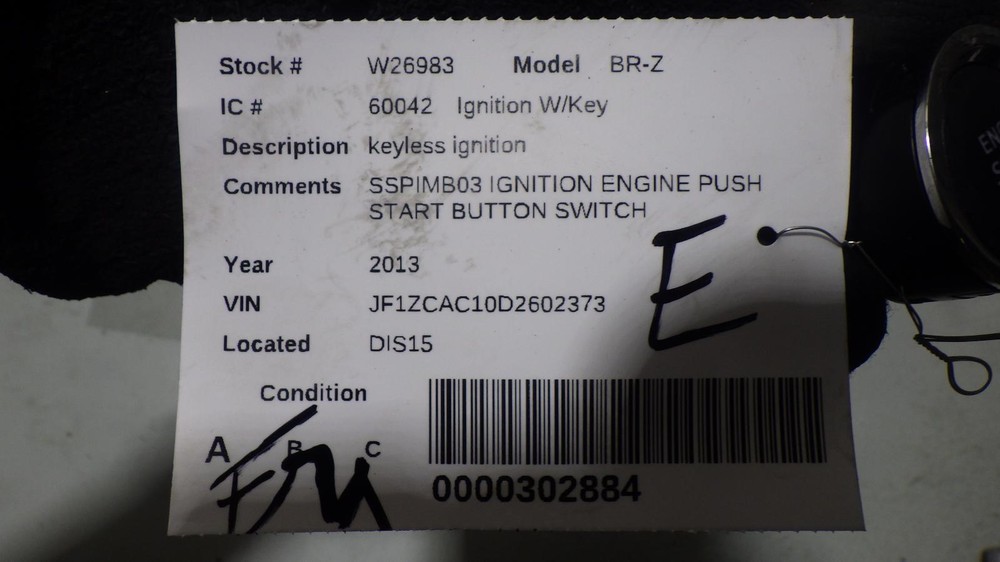 13 SUBARU BR-Z Ignition PUSH START BUTTON SWITCH SSPIMB03