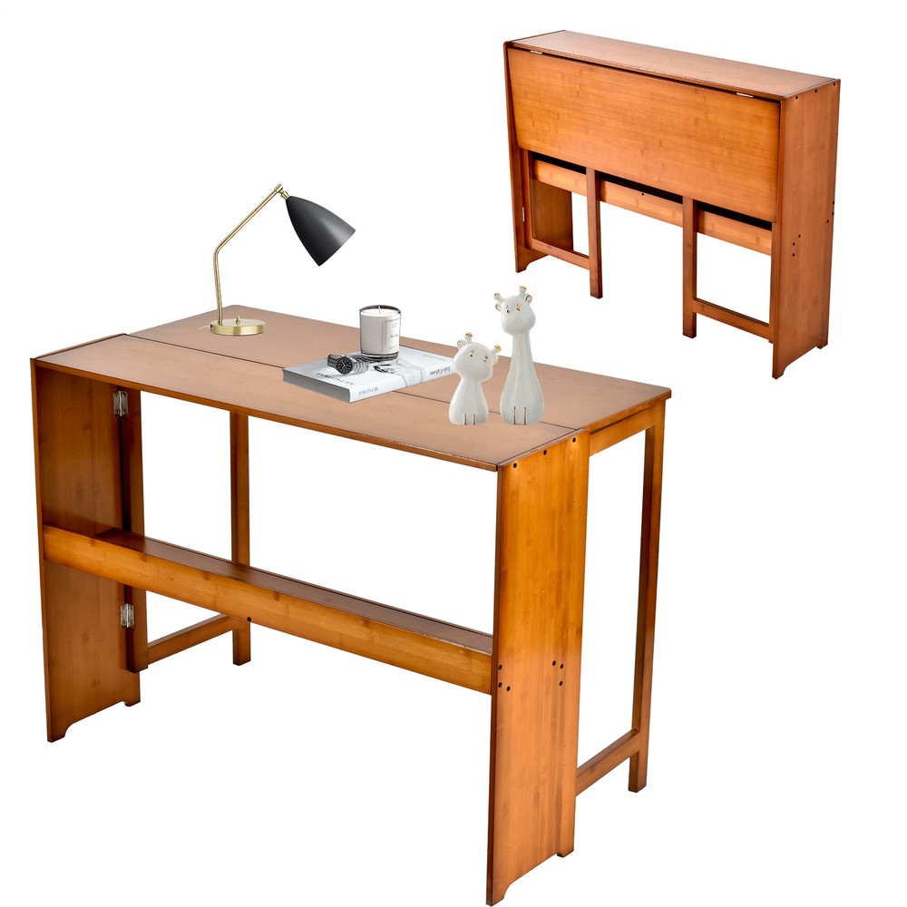 Folding Desk Table Multipurpose Dining Table W/Storage Shelf Home Space-Save NEW