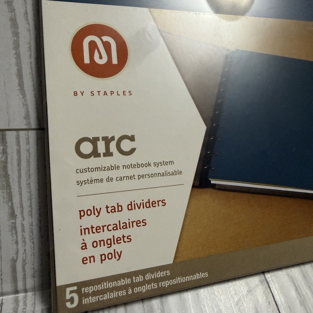 Staples ARC Customizable Notebook System Pack 5 Colorful Poly Tab Dividers New