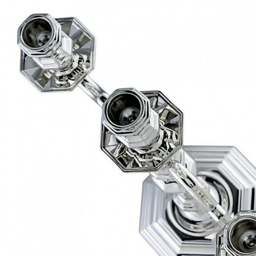 Three Flame Silver Chandelier Octagonal Style