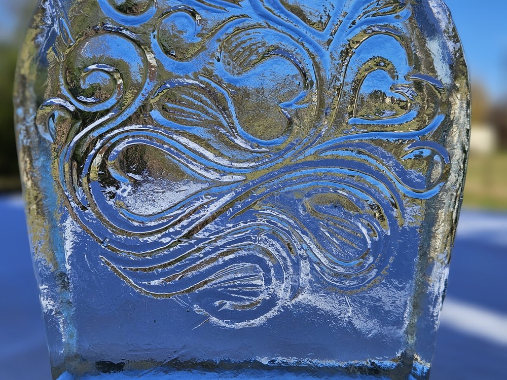 Blenko Glass Twisted Hearts Clear Block Bookends.