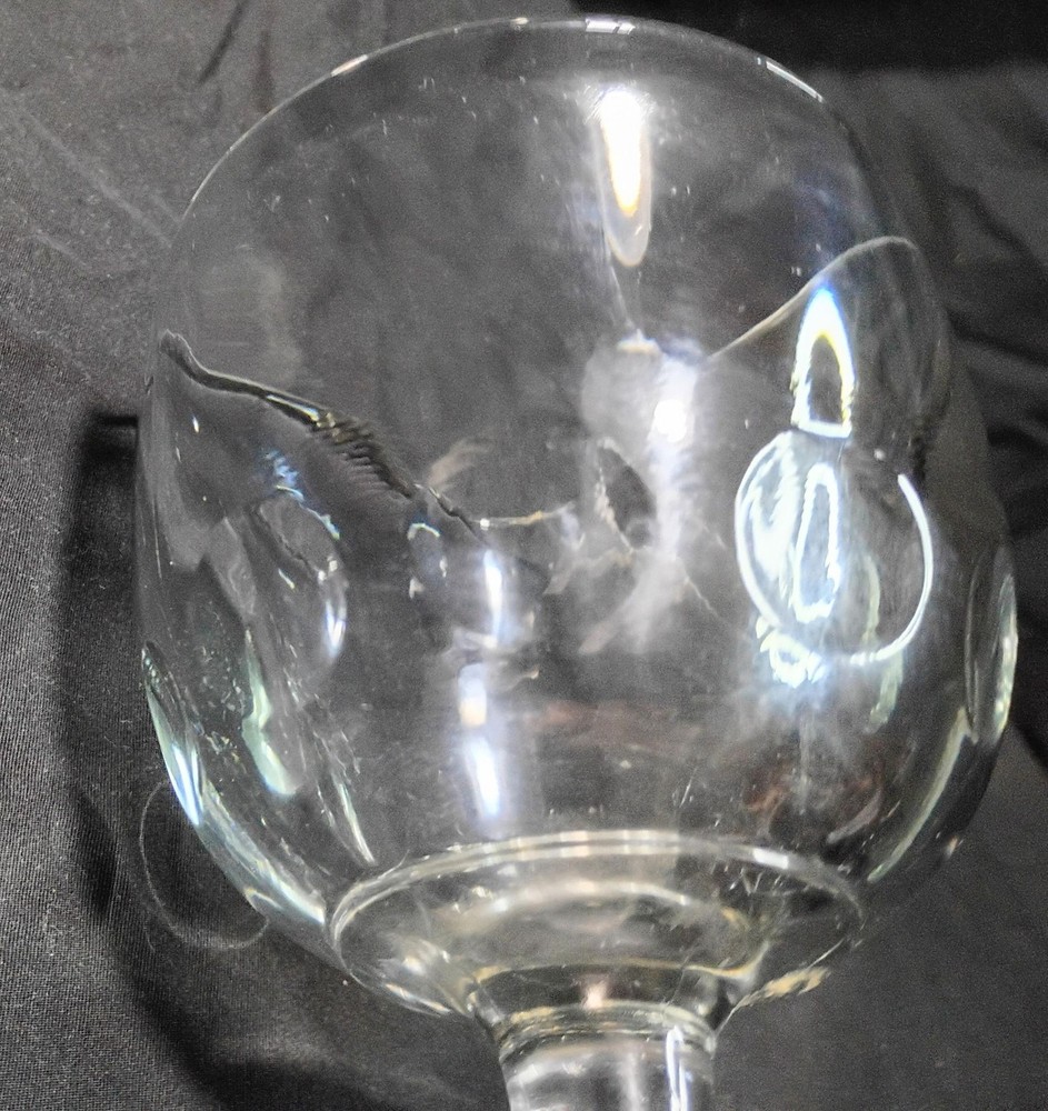 Heavy Clear Glass Thumbprint Goblet
