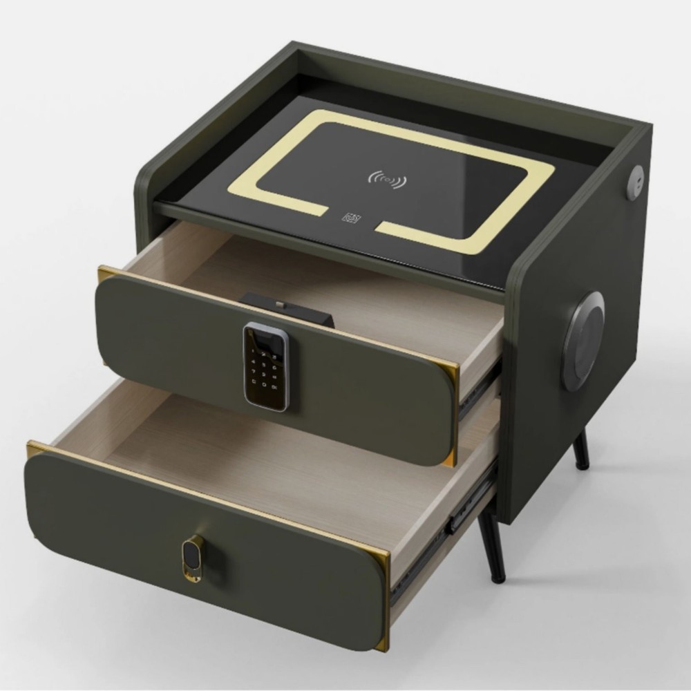 20" Tall Smart nightstand with combination lock ,Bluetooth player,Led light