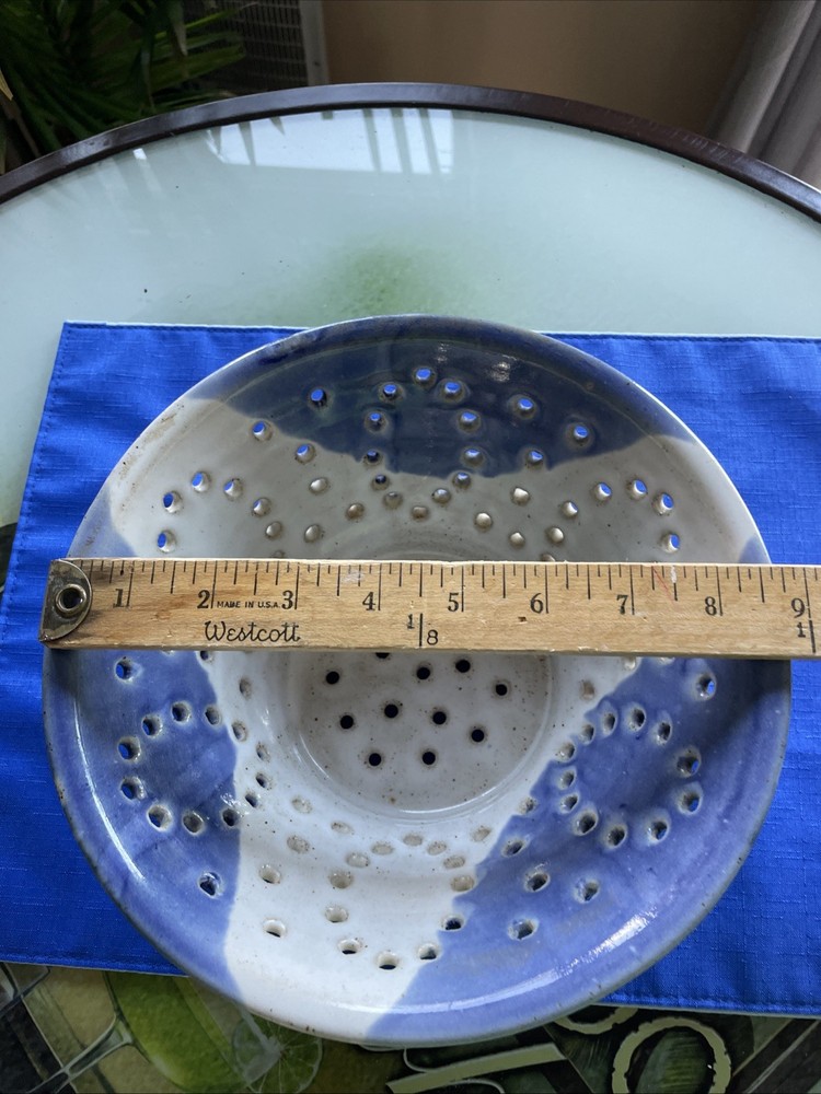 Vintage Drip Glazed Berry Colander Strainer Bowl