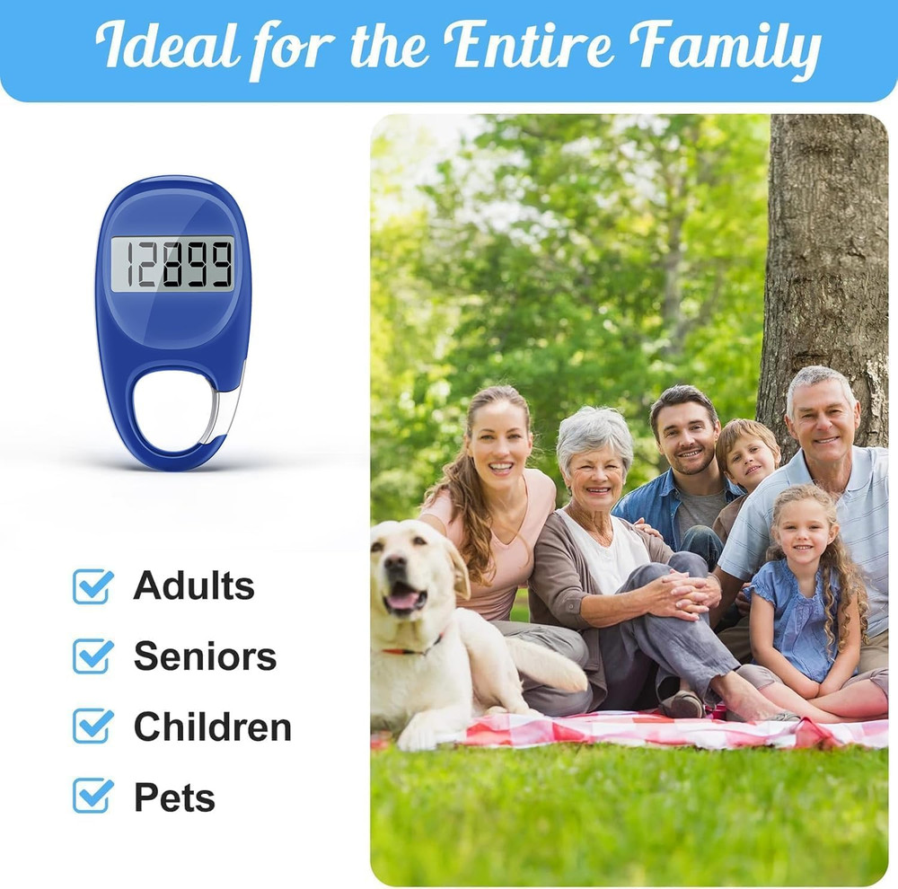 Simple Pedometer for Walking, Accurate Step Tracker with Carabiner, 3D Step Coun