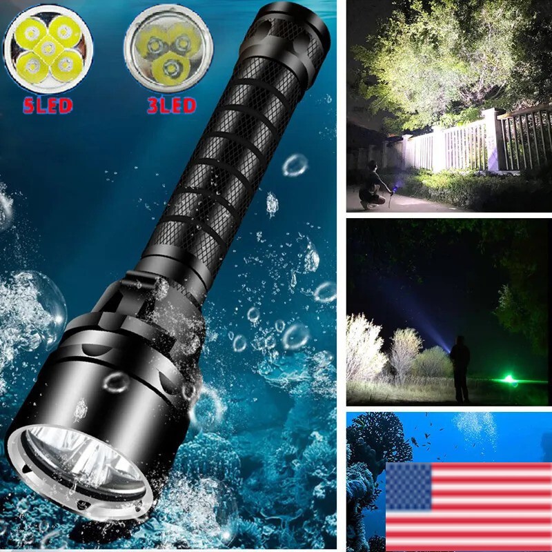 3/5LEDS Dive Light 8000LM Led Scuba Diving Flashlight LED Underwater Torch