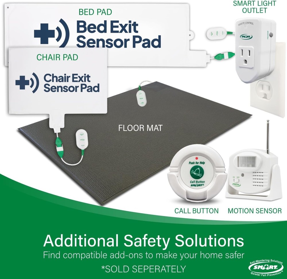 ~NEW~Smart Caregiver Wireless Bed Exit Sensor Alarm & Audio+ Pager Alert System