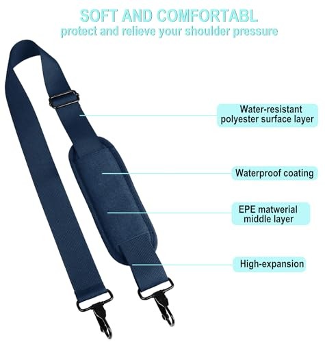 Shoulder Strap 56 inch, Universal Adjustable Thick Soft Duffel Bag Deepblue