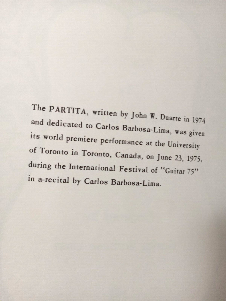 Partita - John W. Duarte