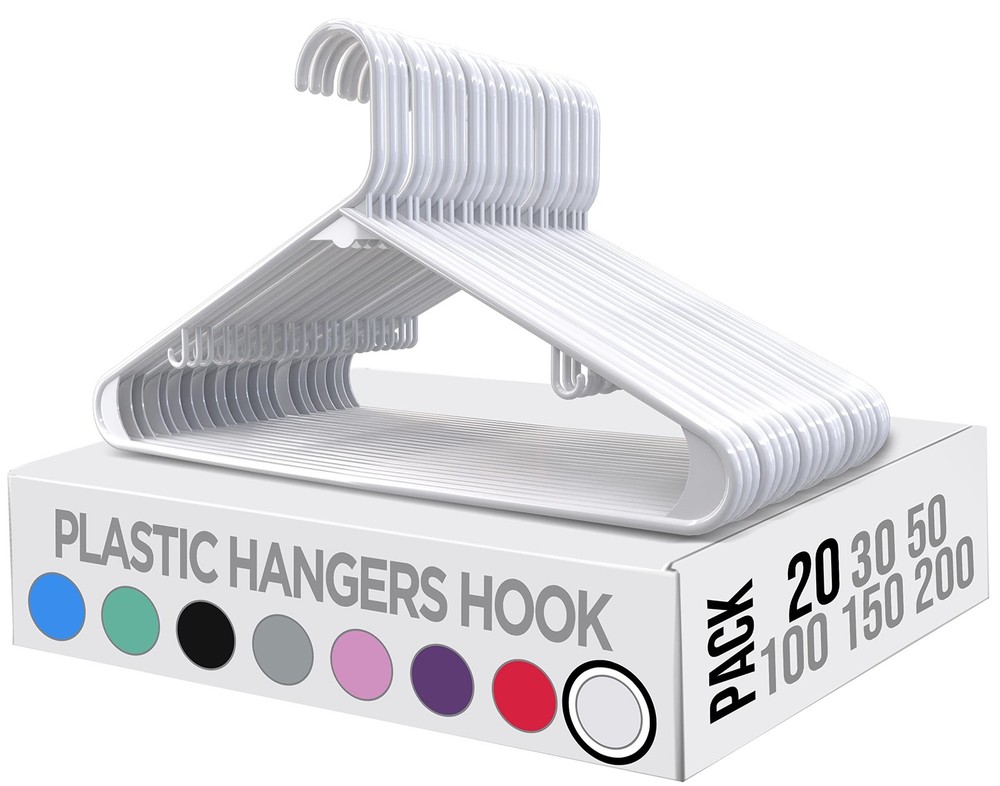 Utopia Home Plastic Hangers 20 Pack - Clothes Hanger with Hooks - Durable