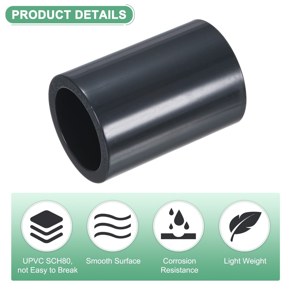 4-Pack UPVC Pipe Coupling Adapter, 1" Straight Coupling Adapter Connector, Grey