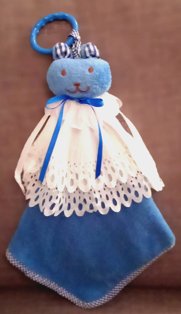 Baby Boy Comforter - Security  Blanket - Rabbit -  Free UK Postage