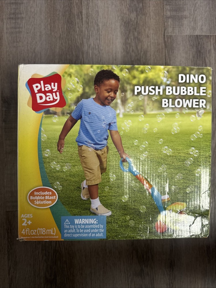 Play Day Dino Push Bubble Blower Includes Bubble Blast Solution Ages 2+